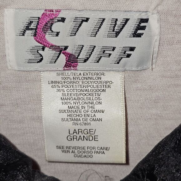 Active Stuff Vintage 80s Red Windbreaker Jacket Lrg Cinched Waist Coat of Arms - Picture 5 of 11